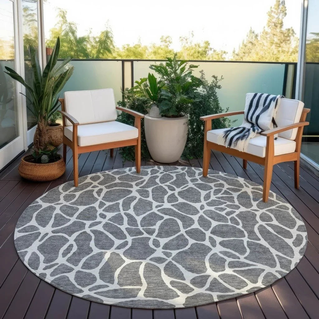 LOOMLAN Rugs Zarelia Gray Washable Indoor-Outdoor Rug