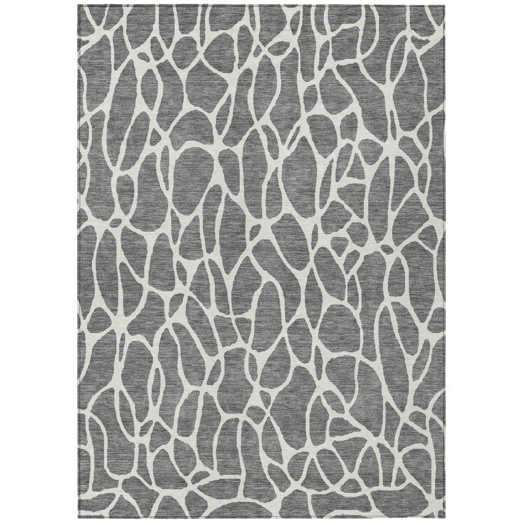 LOOMLAN Rugs Zarelia Gray Washable Indoor-Outdoor Rug