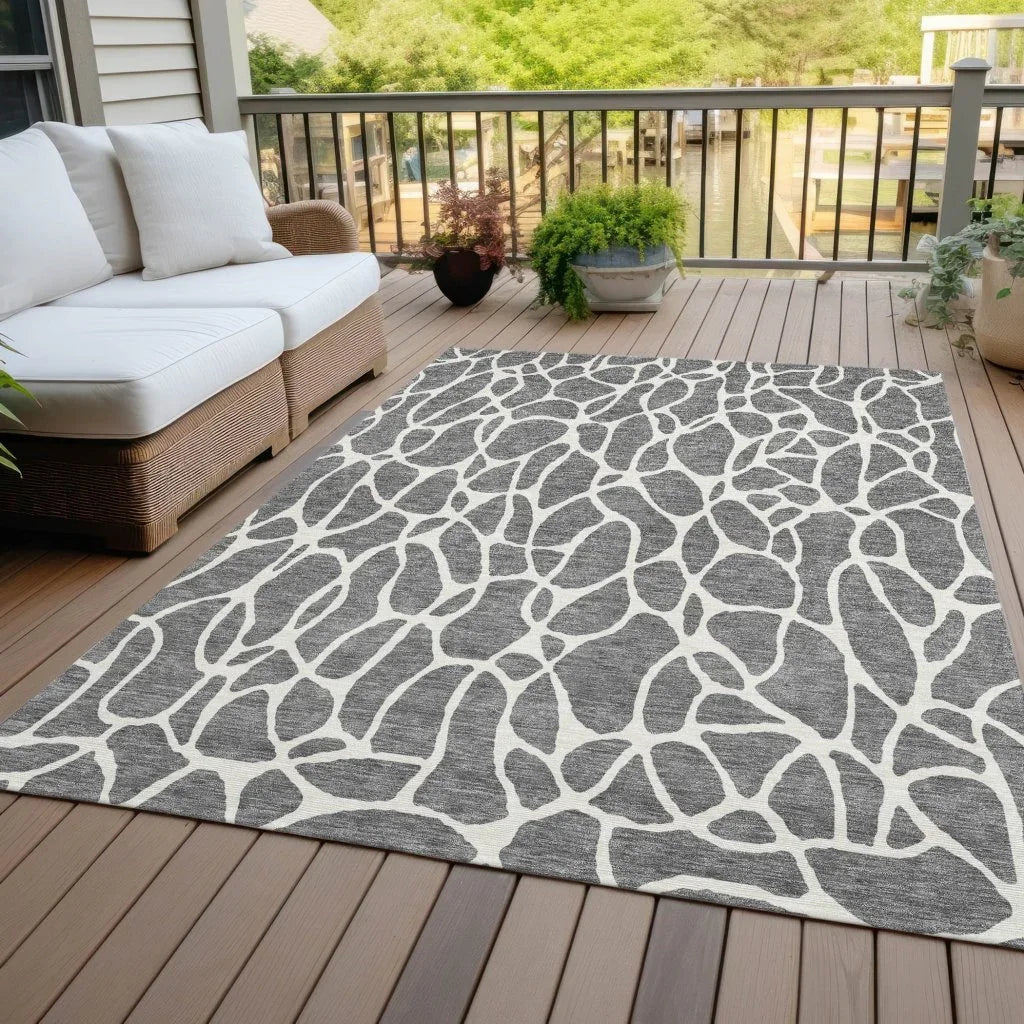 LOOMLAN Rugs Zarelia Gray Washable Indoor-Outdoor Rug