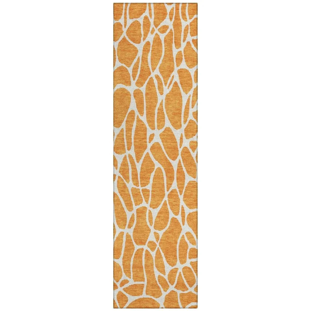 LOOMLAN Rugs Zarelia Orange Washable Indoor-Outdoor Rug
