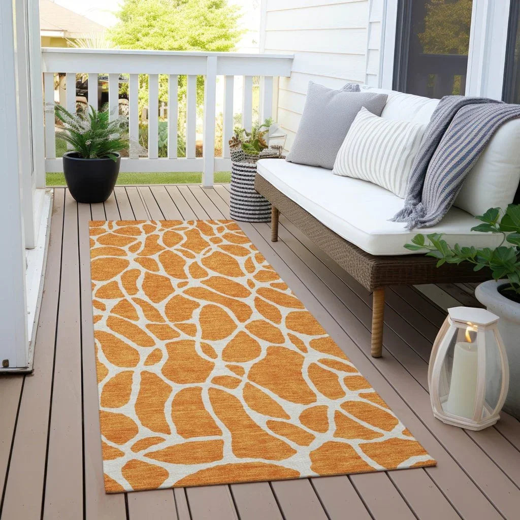 LOOMLAN Rugs Zarelia Orange Washable Indoor-Outdoor Rug