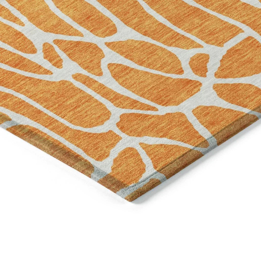LOOMLAN Rugs Zarelia Orange Washable Indoor-Outdoor Rug