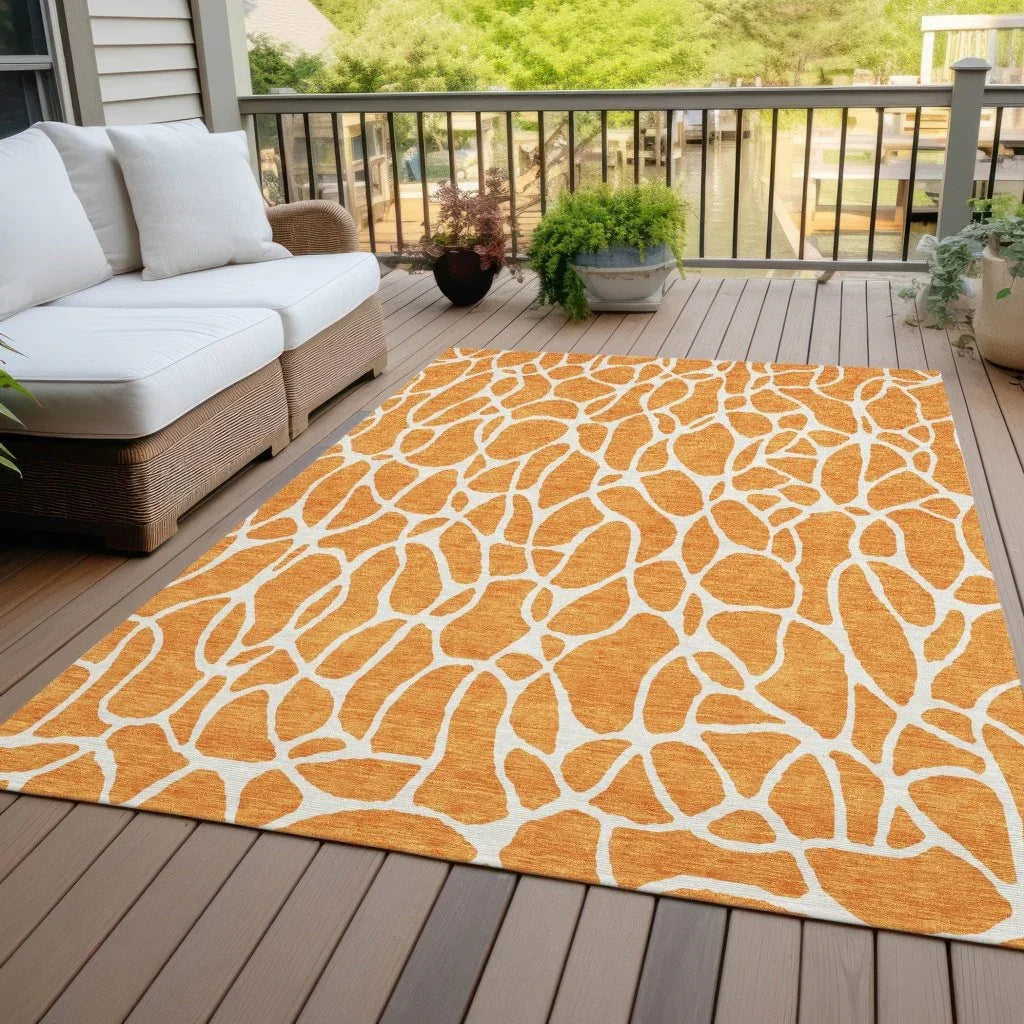 LOOMLAN Rugs Zarelia Orange Washable Indoor-Outdoor Rug