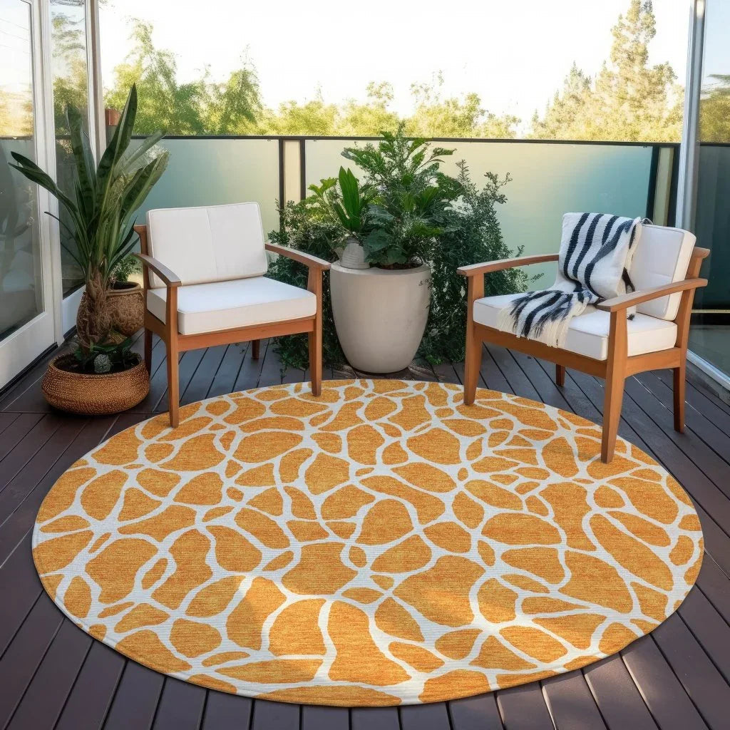 LOOMLAN Rugs Zarelia Orange Washable Indoor-Outdoor Rug