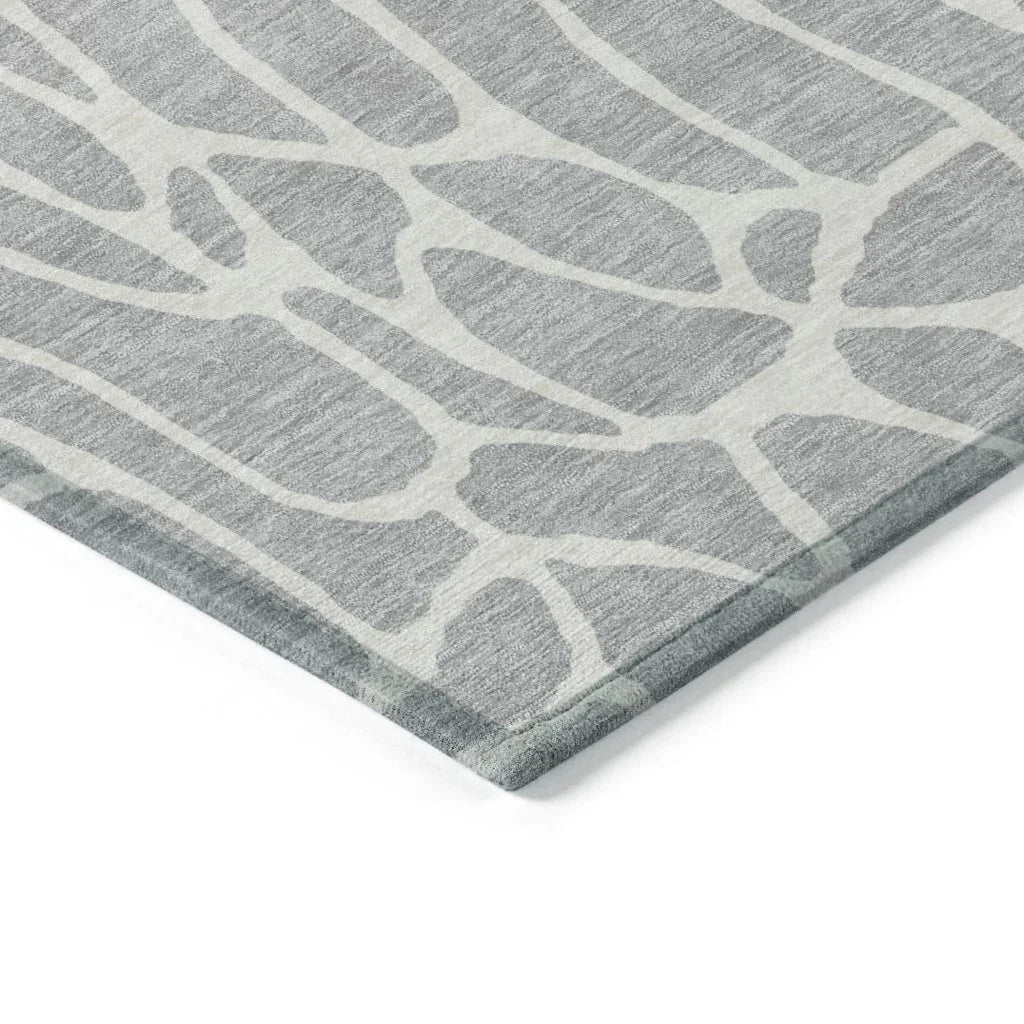 LOOMLAN Rugs Zarelia Silver Washable Indoor-Outdoor Rug