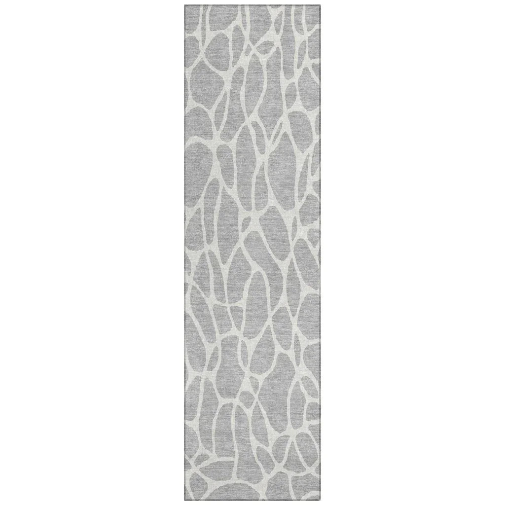 LOOMLAN Rugs Zarelia Silver Washable Indoor-Outdoor Rug