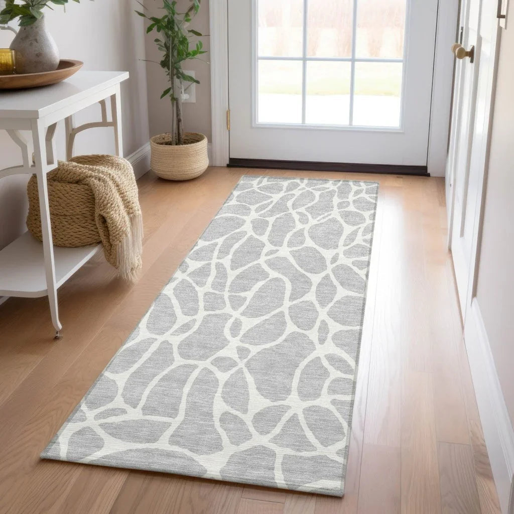 LOOMLAN Rugs Zarelia Silver Washable Indoor-Outdoor Rug