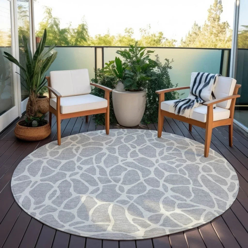 LOOMLAN Rugs Zarelia Silver Washable Indoor-Outdoor Rug