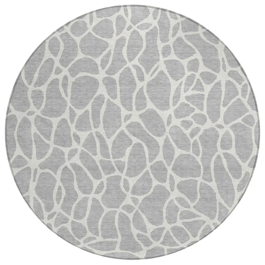 LOOMLAN Rugs Zarelia Silver Washable Indoor-Outdoor Rug