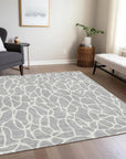 LOOMLAN Rugs Zarelia Silver Washable Indoor-Outdoor Rug