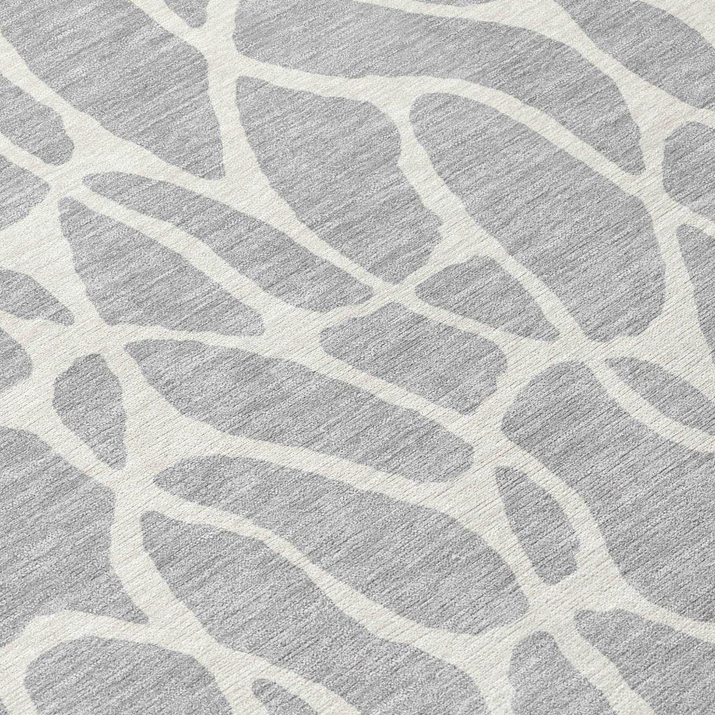 LOOMLAN Rugs Zarelia Silver Washable Indoor-Outdoor Rug