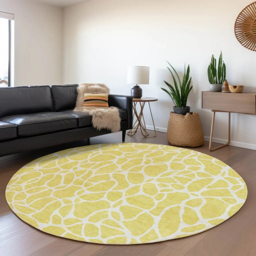 LOOMLAN Rugs Zarelia Yellow Washable Indoor-Outdoor Rug