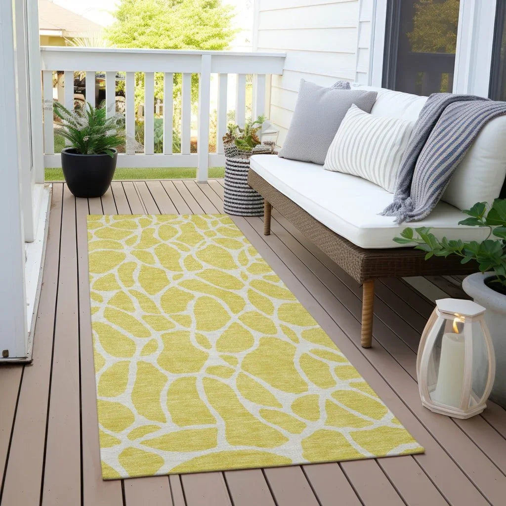 LOOMLAN Rugs Zarelia Yellow Washable Indoor-Outdoor Rug
