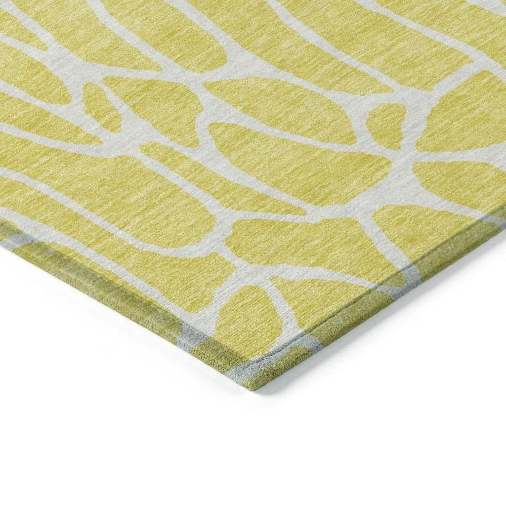 LOOMLAN Rugs Zarelia Yellow Washable Indoor-Outdoor Rug