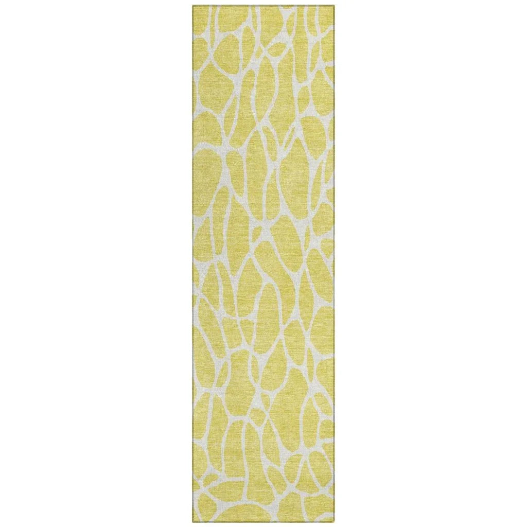 LOOMLAN Rugs Zarelia Yellow Washable Indoor-Outdoor Rug