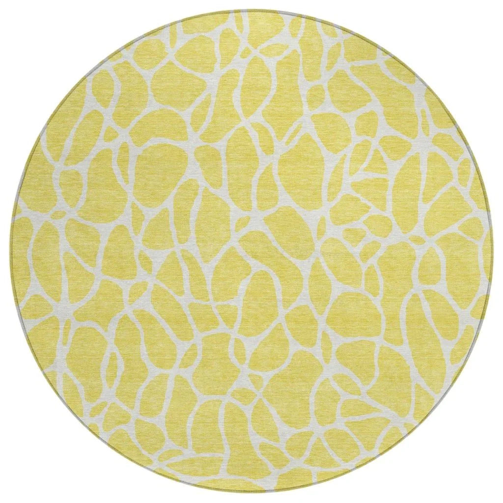 LOOMLAN Rugs Zarelia Yellow Washable Indoor-Outdoor Rug