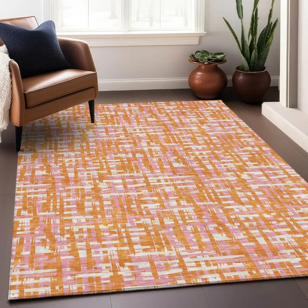 LOOMLAN Rugs Zarifa Orange Washable Indoor-Outdoor Rug