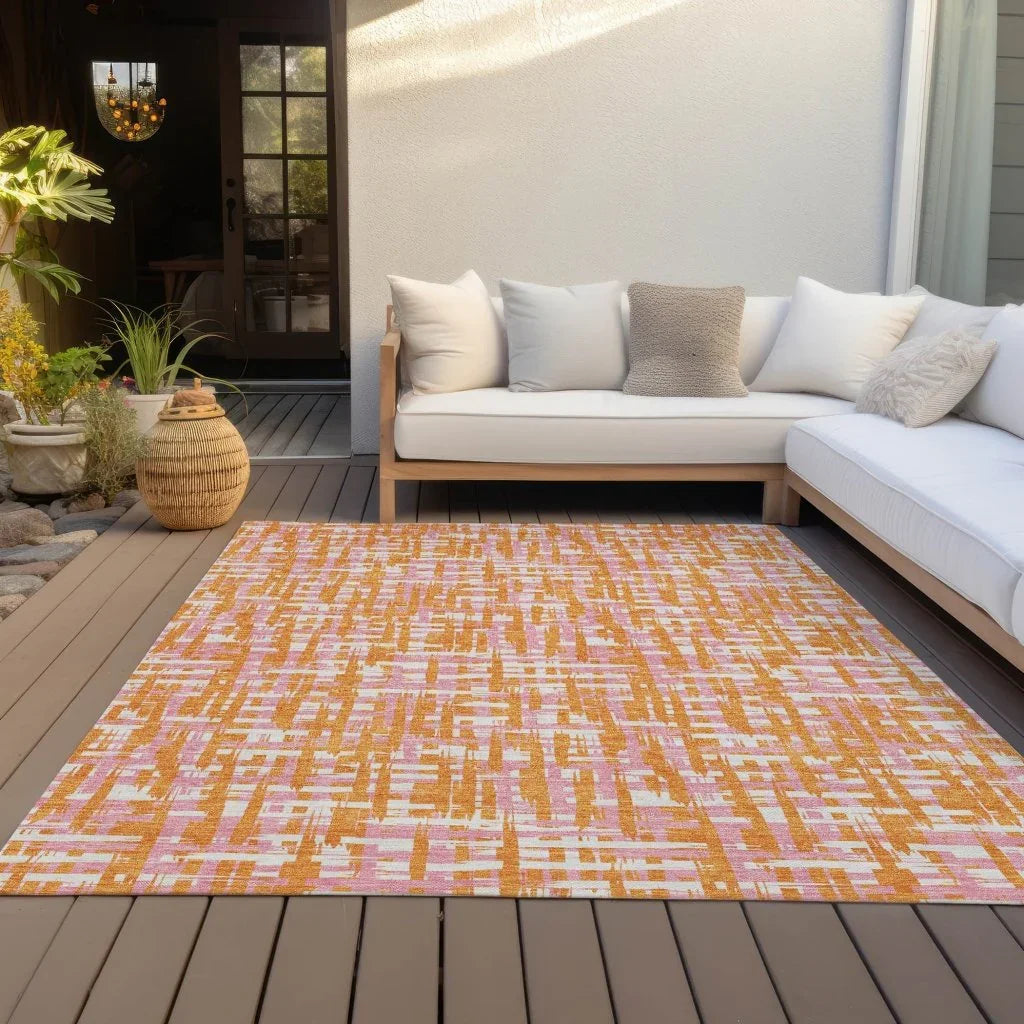 LOOMLAN Rugs Zarifa Orange Washable Indoor-Outdoor Rug
