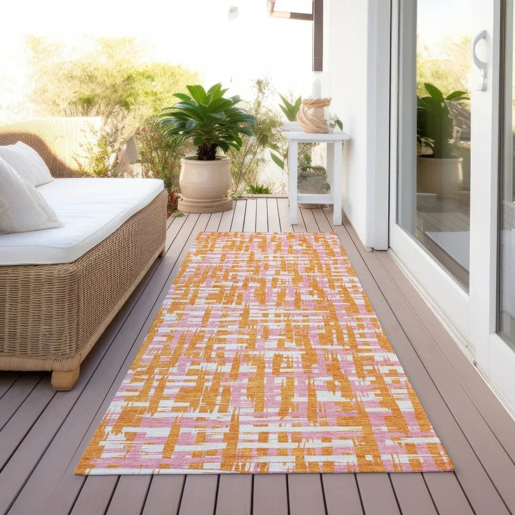 LOOMLAN Rugs Zarifa Orange Washable Indoor-Outdoor Rug