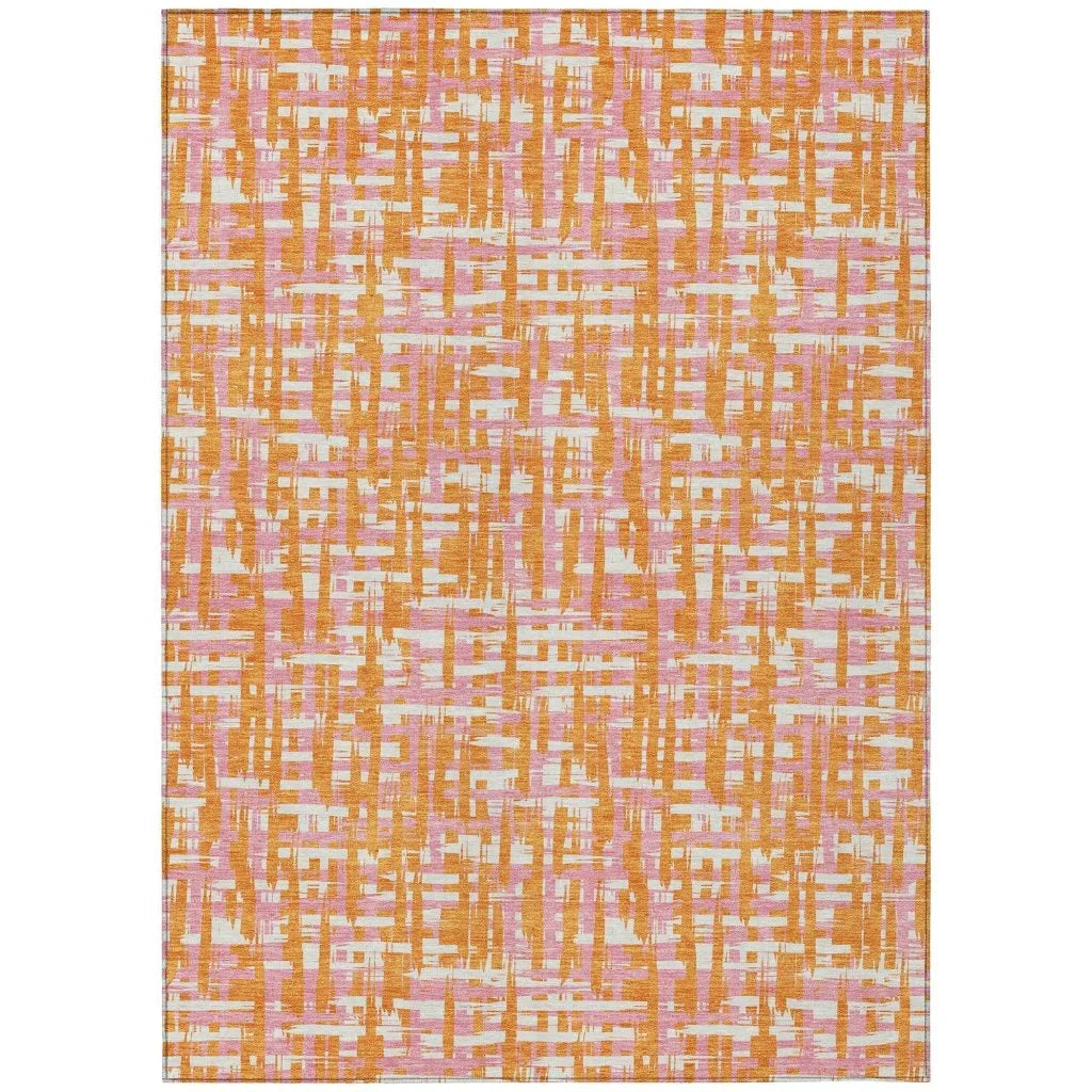 LOOMLAN Rugs Zarifa Orange Washable Indoor-Outdoor Rug