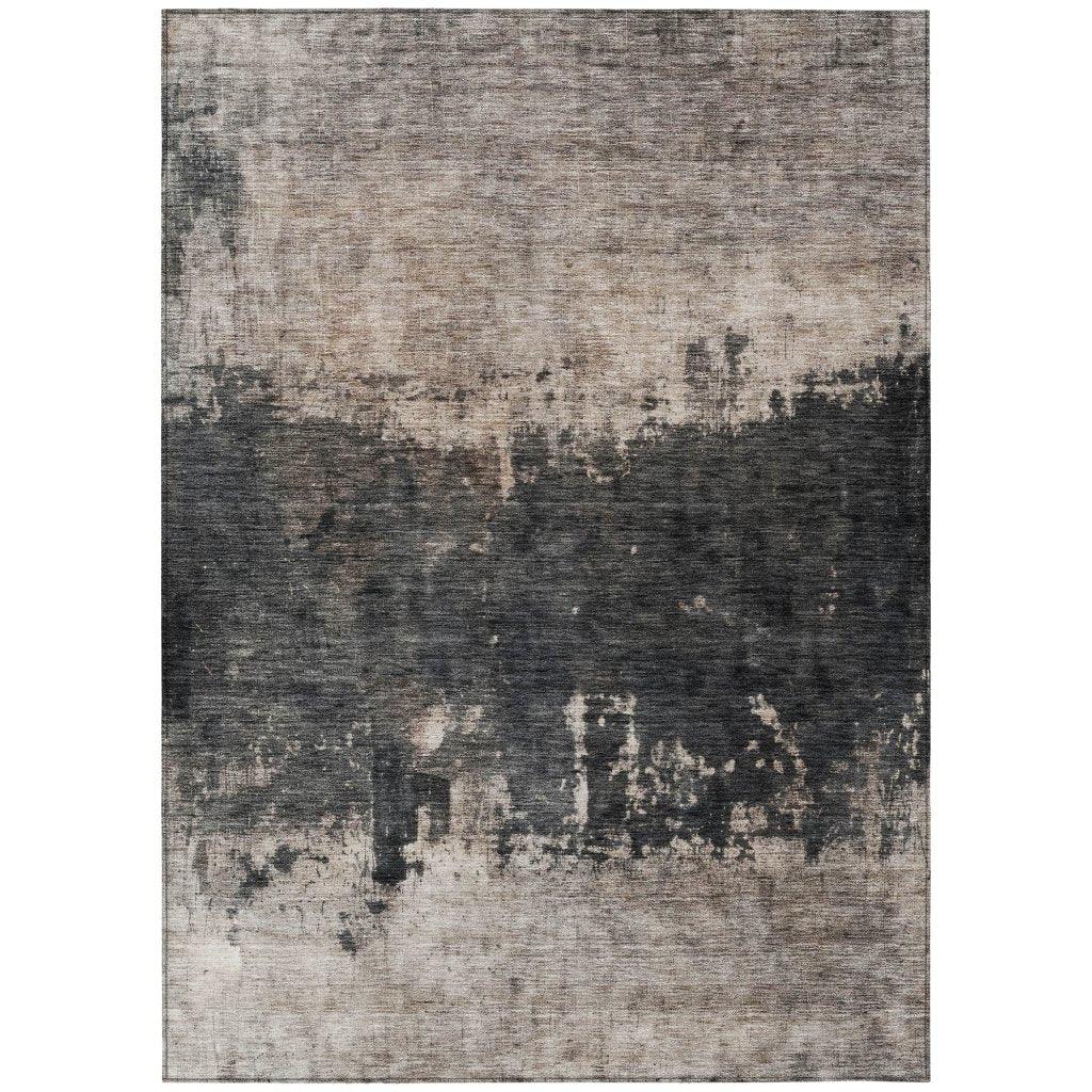 LOOMLAN Rugs Zehara Brown Washable Indoor-Outdoor Rug