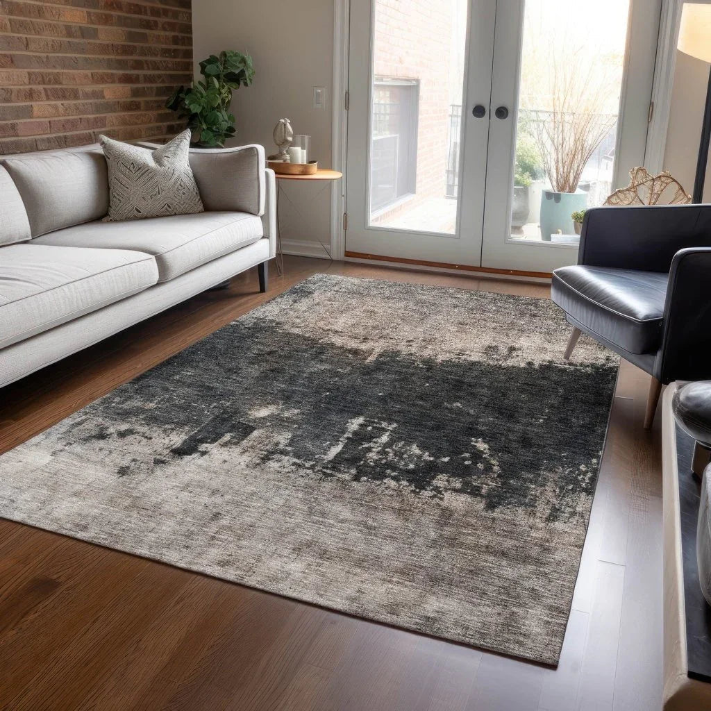 LOOMLAN Rugs Zehara Brown Washable Indoor-Outdoor Rug