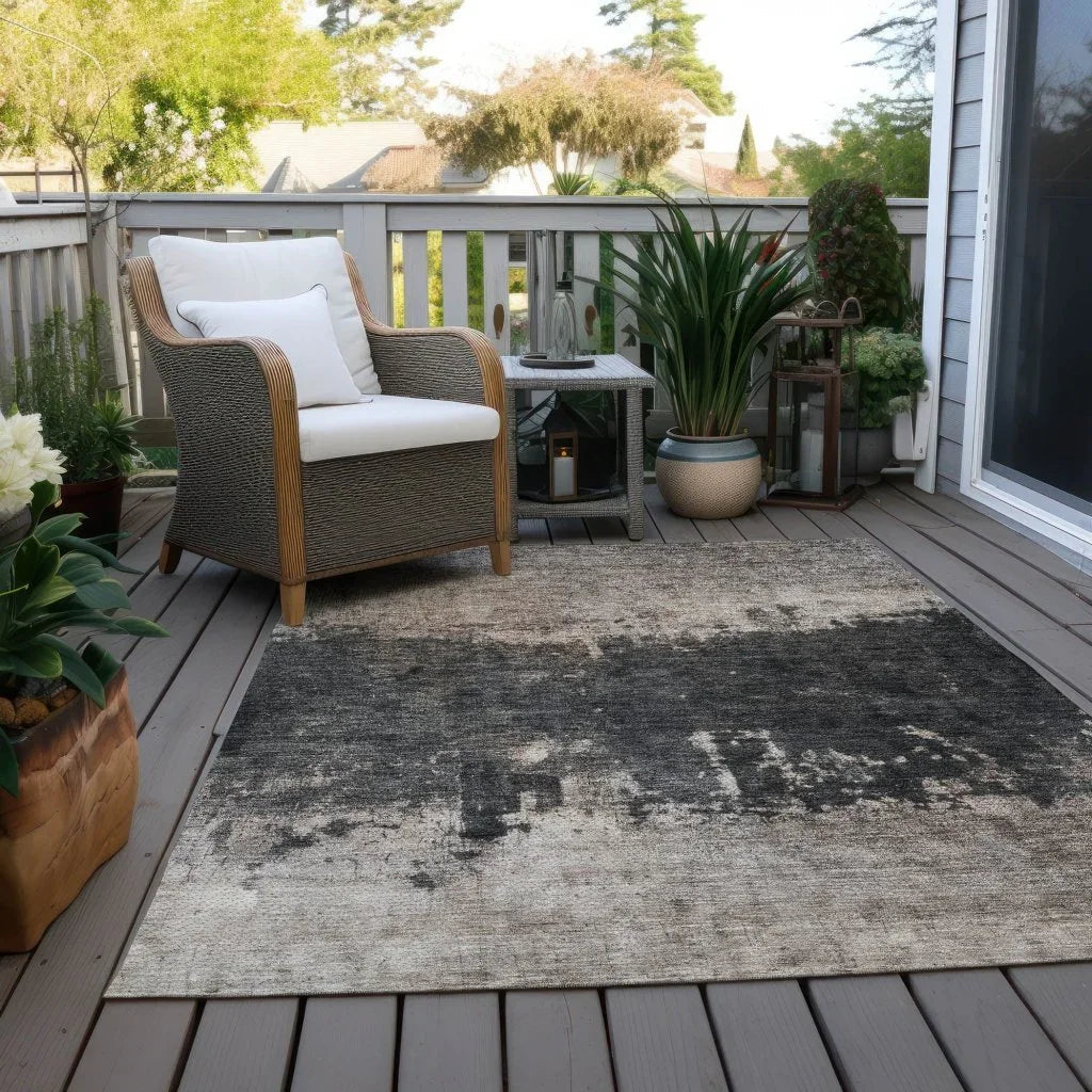 LOOMLAN Rugs Zehara Brown Washable Indoor-Outdoor Rug