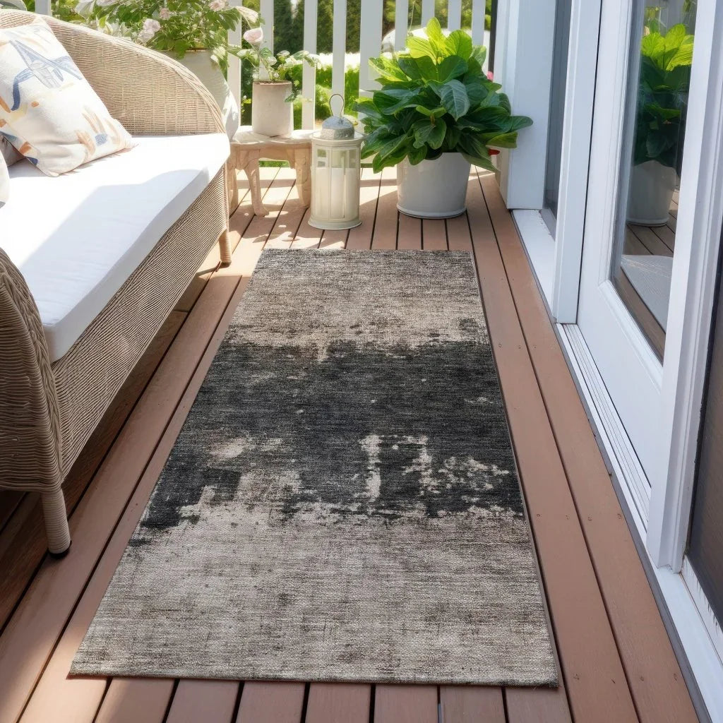 LOOMLAN Rugs Zehara Brown Washable Indoor-Outdoor Rug