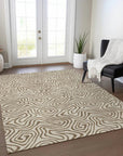 LOOMLAN Rugs Zena Beige Washable Indoor-Outdoor Rug