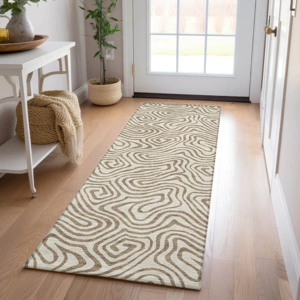 LOOMLAN Rugs Zena Beige Washable Indoor-Outdoor Rug