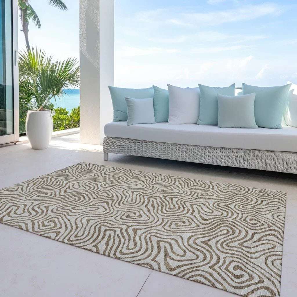 LOOMLAN Rugs Zena Beige Washable Indoor-Outdoor Rug