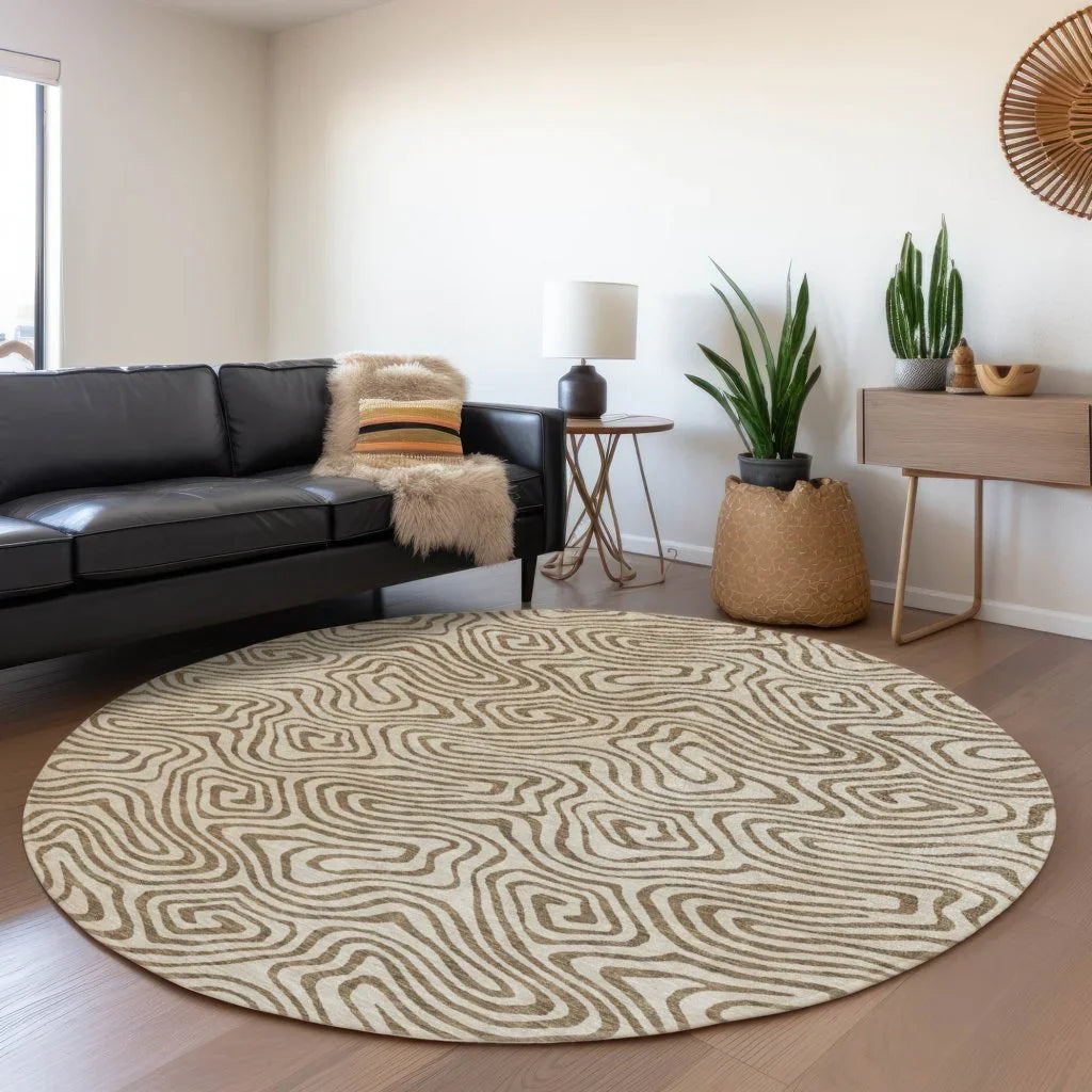 LOOMLAN Rugs Zena Beige Washable Indoor-Outdoor Rug