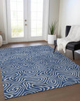 LOOMLAN Rugs Zena Blue Washable Indoor-Outdoor Rug