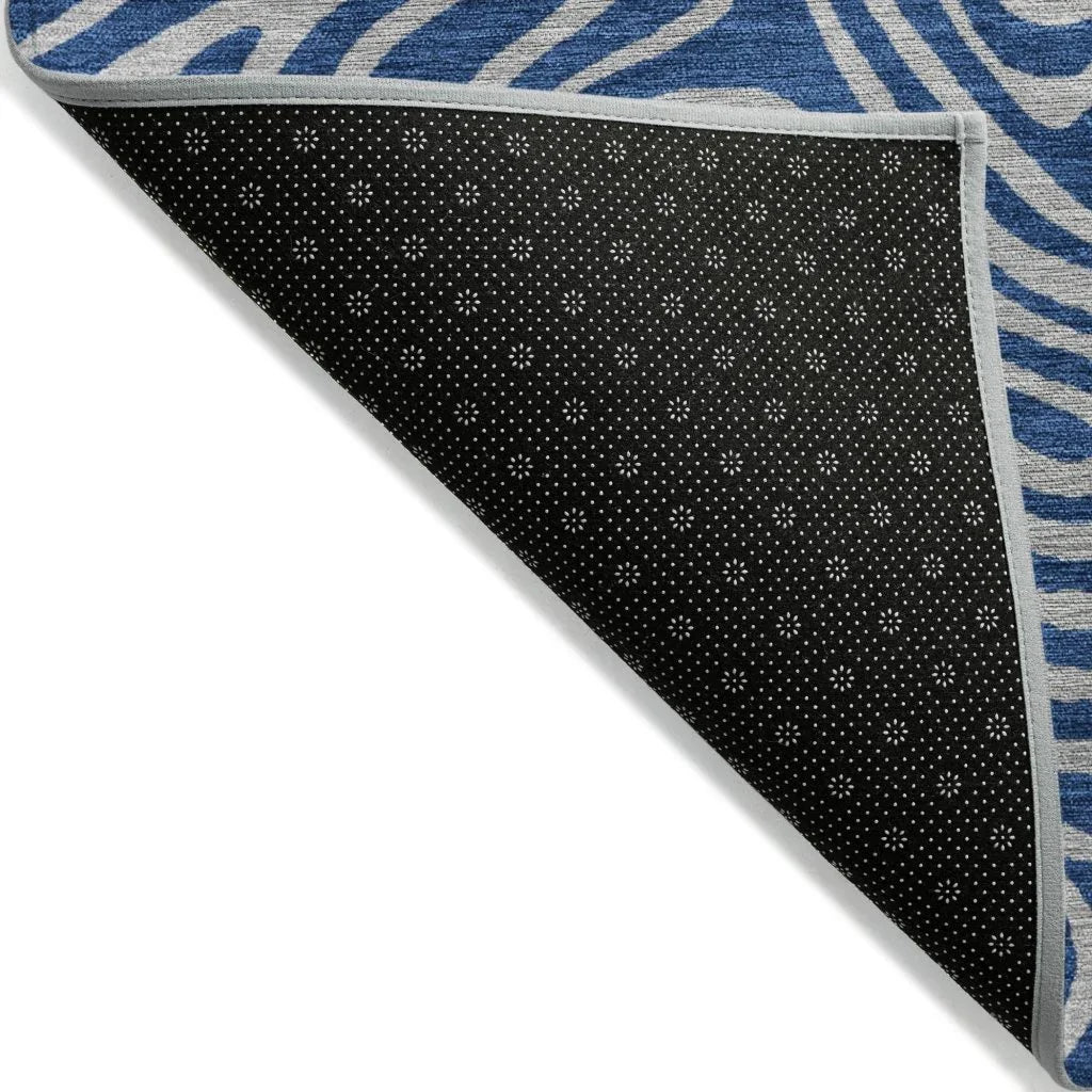 LOOMLAN Rugs Zena Blue Washable Indoor-Outdoor Rug