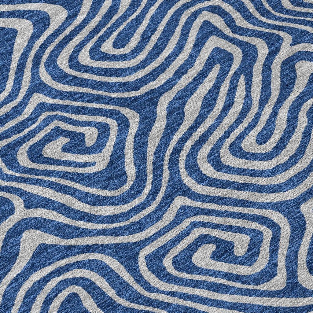 LOOMLAN Rugs Zena Blue Washable Indoor-Outdoor Rug