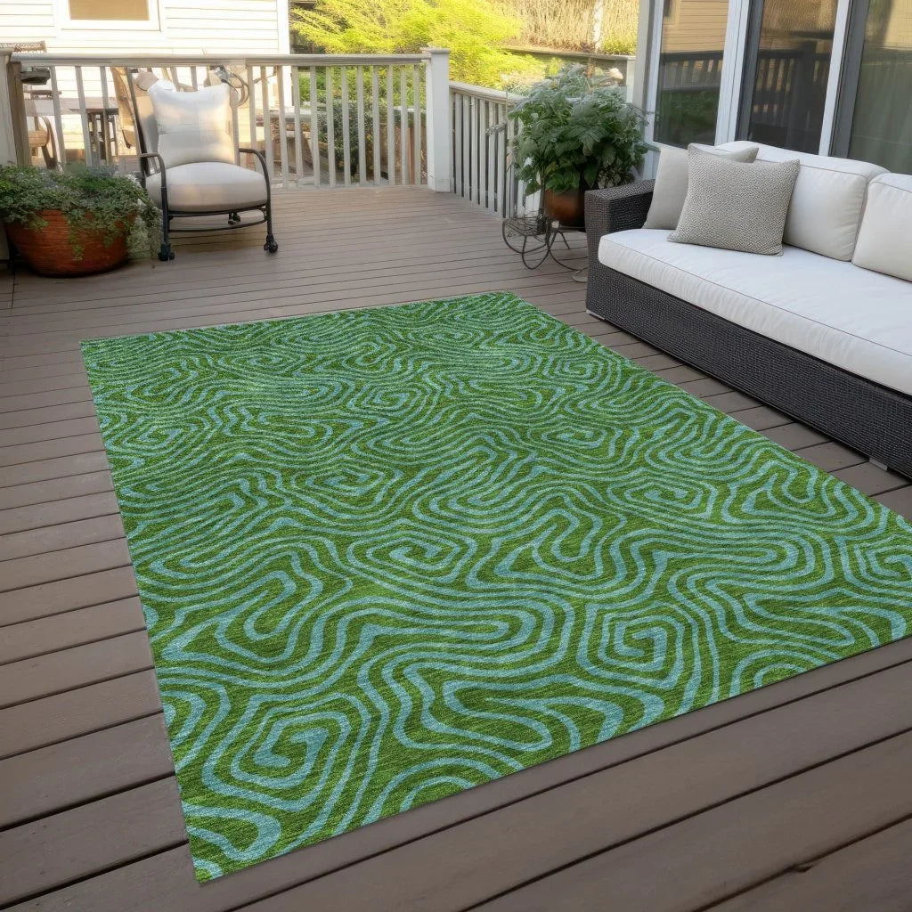 LOOMLAN Rugs Zena Green Washable Indoor-Outdoor Rug
