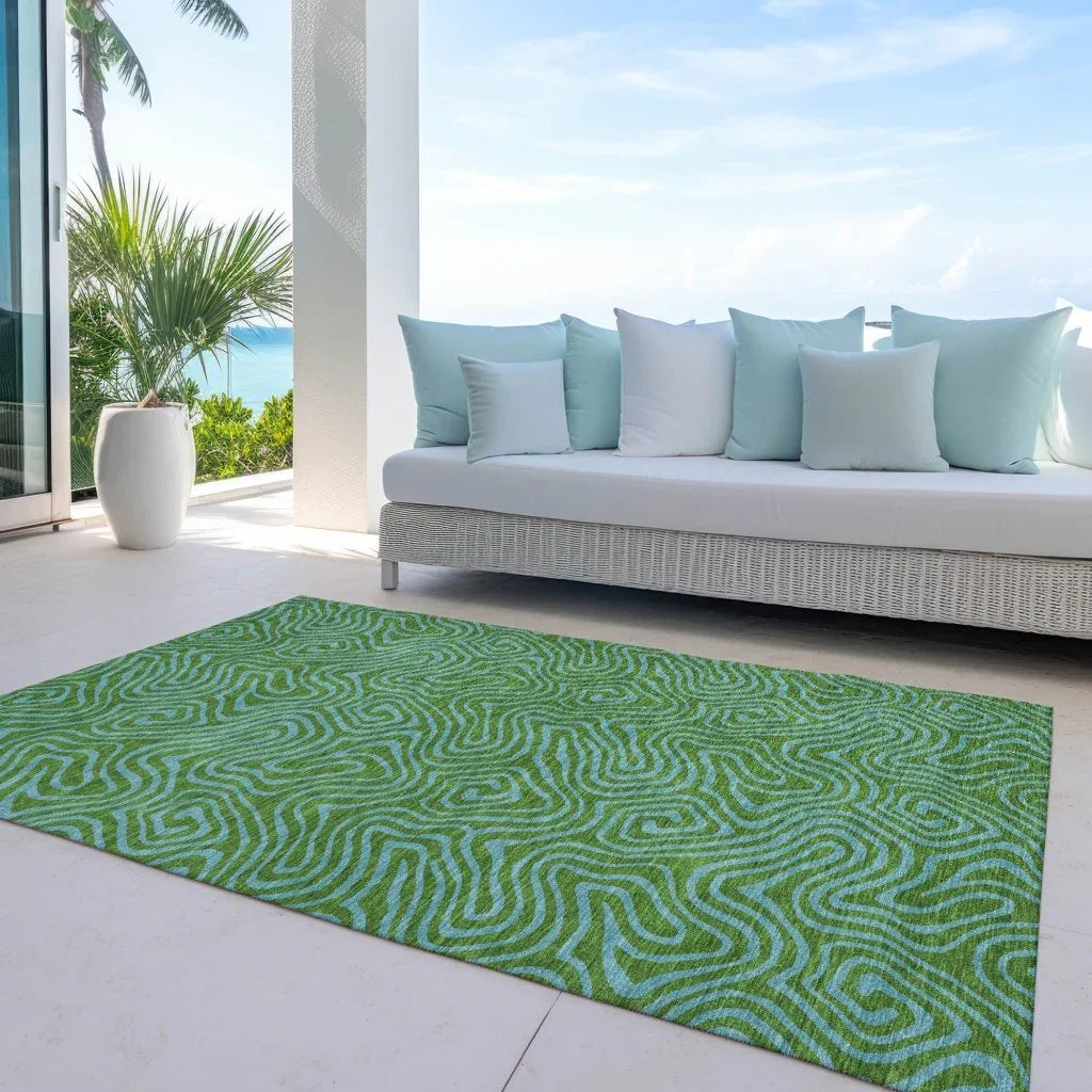 LOOMLAN Rugs Zena Green Washable Indoor-Outdoor Rug