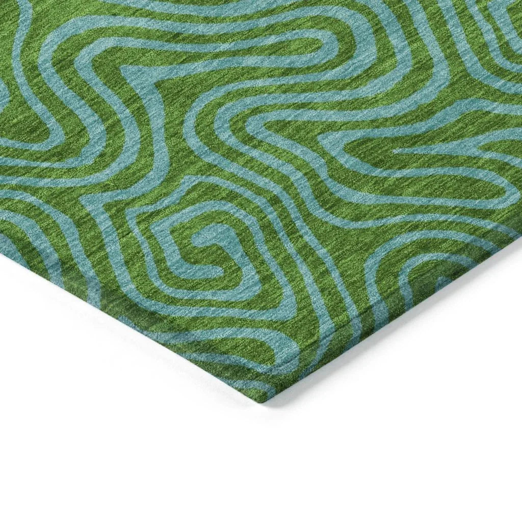 LOOMLAN Rugs Zena Green Washable Indoor-Outdoor Rug