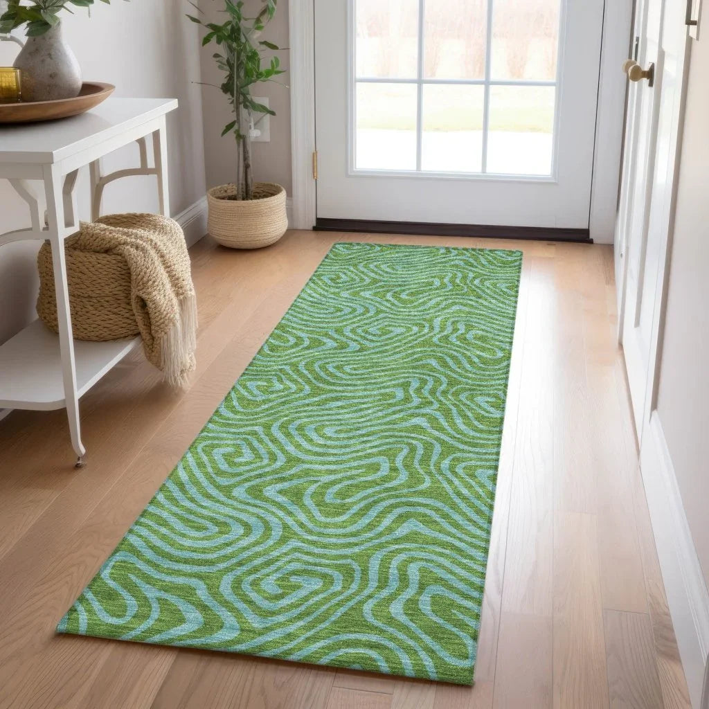 LOOMLAN Rugs Zena Green Washable Indoor-Outdoor Rug