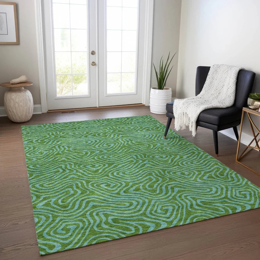 LOOMLAN Rugs Zena Green Washable Indoor-Outdoor Rug