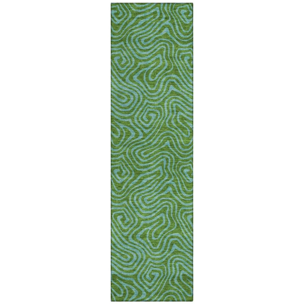 LOOMLAN Rugs Zena Green Washable Indoor-Outdoor Rug