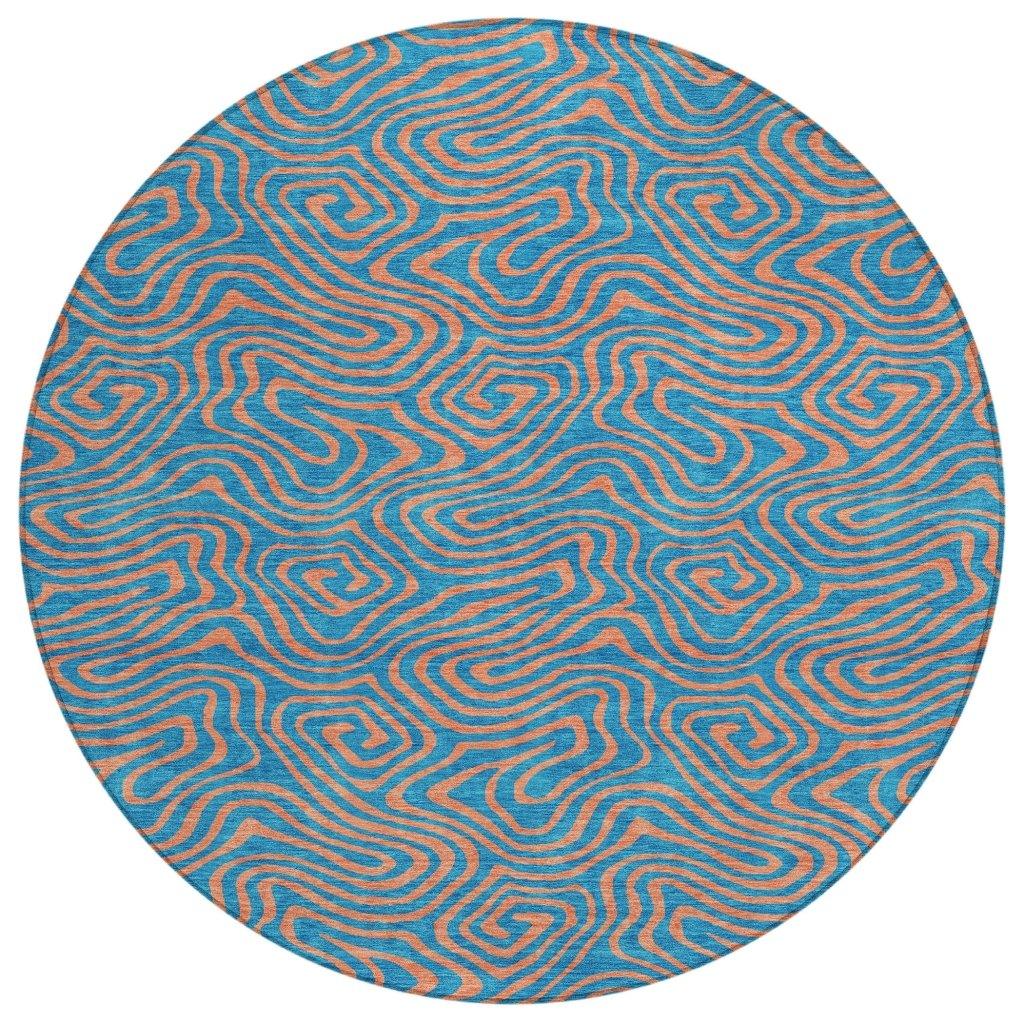 LOOMLAN Rugs Zena Teal Washable Indoor-Outdoor Rug