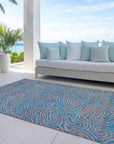 LOOMLAN Rugs Zena Teal Washable Indoor-Outdoor Rug
