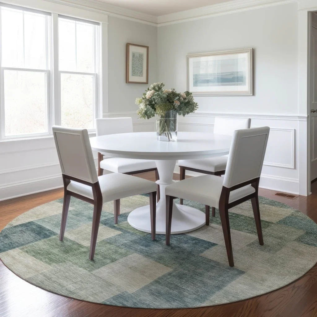 LOOMLAN Rugs Zenia Blue Washable Indoor-Outdoor Rug