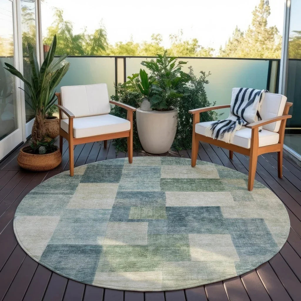 LOOMLAN Rugs Zenia Blue Washable Indoor-Outdoor Rug