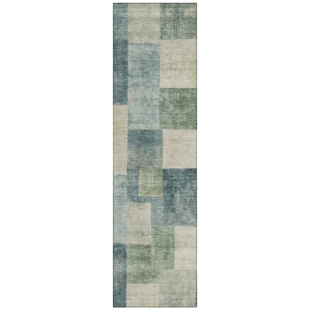 LOOMLAN Rugs Zenia Blue Washable Indoor-Outdoor Rug