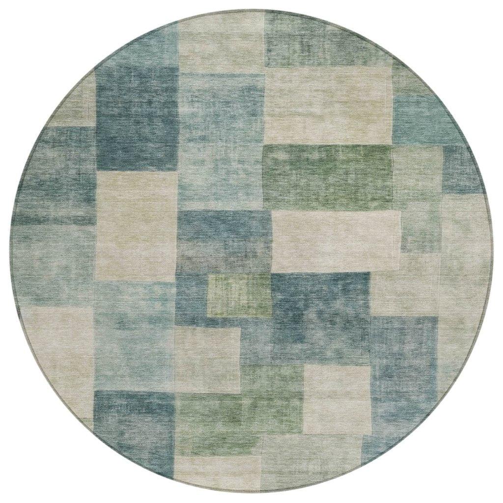 LOOMLAN Rugs Zenia Blue Washable Indoor-Outdoor Rug