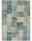 LOOMLAN Rugs Zenia Blue Washable Indoor-Outdoor Rug