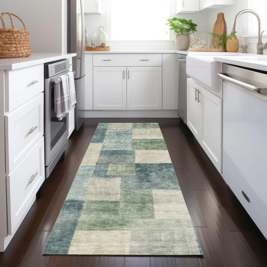 LOOMLAN Rugs Zenia Blue Washable Indoor-Outdoor Rug