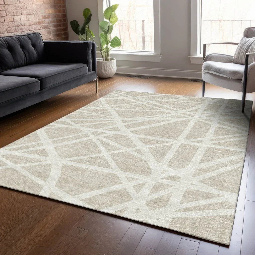 LOOMLAN Rugs Zephina Beige Washable Indoor-Outdoor Rug